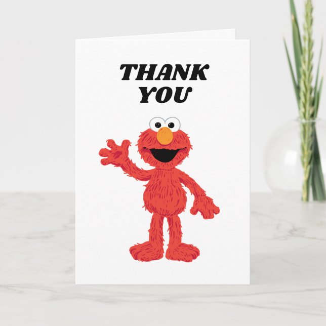 Tarjeta De Agradecimiento Sencillo Cumpleaños 1er de Elmo (Anverso)