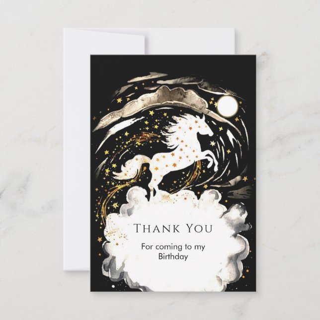 Tarjeta De Agradecimiento Sencillo Cumpleaños de Caballo Boho (Anverso)
