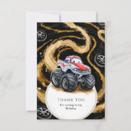 Tarjeta De Agradecimiento Sencillo Cumpleaños de Camión Monstruo Boho