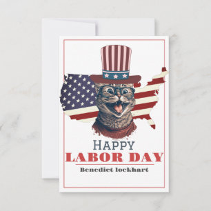 Tarjeta De Agradecimiento Sencillo Día del Trabajo Elegante con bandera de E