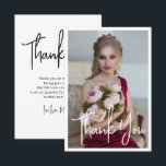 Tarjeta De Agradecimiento Sencillo Elegante Foto Bat Mitzvah Cumpleaños<br><div class="desc">La Tarjeta de Agradecimiento Simple Elegante Foto Bat Mitzvah Cumpleaños presenta el elegante texto "Gracias" en letra de caligrafía blanca en la parte frontal con tu mensaje personalizado en la parte posterior. Personaliza editando el texto en las casillas de texto. Diseñado por ©Evco Studio www.zazzle.com/store/evcostudio</div>