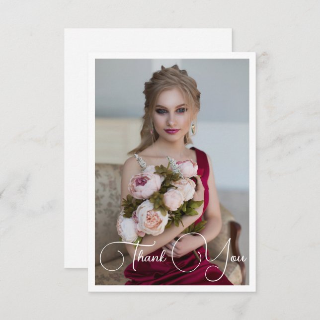 Tarjeta De Agradecimiento Sencillo Elegante Foto Cumpleaños Bat Mitzvah (Anverso / Reverso)