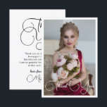 Tarjeta De Agradecimiento Sencillo Elegante Foto Cumpleaños Bat Mitzvah<br><div class="desc">La Tarjeta de agradecimiento Simple Elegante Foto Cumpleaños Bat Mitzvah presenta el elegante texto "Gracias" en letra de caligrafía blanca en la parte frontal con su mensaje personalizado en la parte posterior. Personalice editando el texto en las casillas de texto. Diseñado por ©Evco Studio www.zazzle.com/store/evcostudio</div>