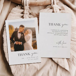 Tarjeta De Agradecimiento Sencillo Elegante Foto Gracias Bodas