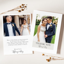 Tarjeta De Agradecimiento Sencillo elegante | Foto plana en blanco y beige