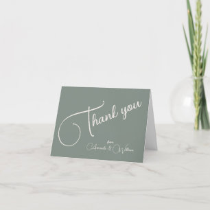 Tarjeta De Agradecimiento Sencillo Estilo Moderno Profundo Verde Salvia Grac