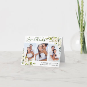 Tarjeta De Agradecimiento Sencillo Eucalipto Rosas Blancas 3 FOTO