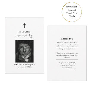 Tarjeta De Agradecimiento Sencillo Funeral Católico Memorial con Foto