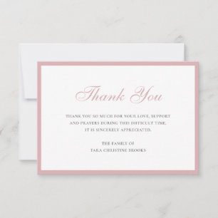 Tarjeta De Agradecimiento Sencillo Funeral de la Sinfonía Polvorienta Rosa R