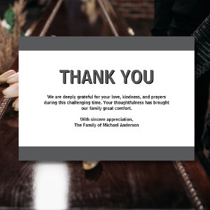 Tarjeta De Agradecimiento Sencillo funeral de simpatía gris oscuro tradicion