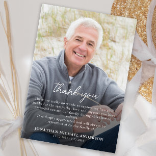 Tarjeta De Agradecimiento Sencillo Funeral Foto Recuerdo Personalizado