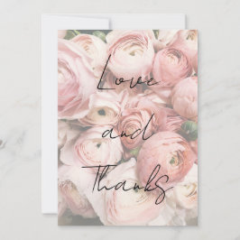 Tarjeta De Agradecimiento Sencillo guion de caligrafía de flores románticas