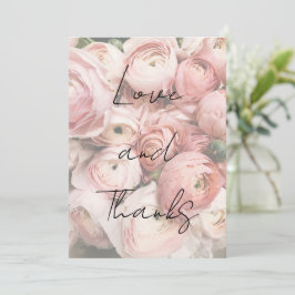 Tarjeta De Agradecimiento Sencillo guion de caligrafía de flores románticas 