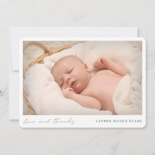 Tarjeta De Agradecimiento Sencillo guión de oro moderno foto Baby Shower