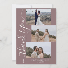 Tarjeta De Agradecimiento Sencillo guión moderno 6 fotos boda que