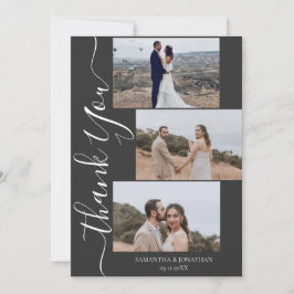 Tarjeta De Agradecimiento Sencillo guión moderno 6 fotos boda que