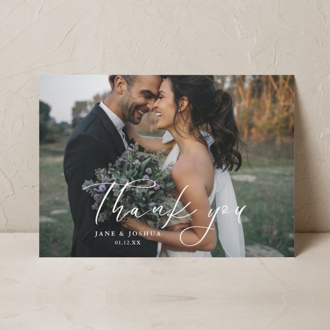 Tarjeta De Agradecimiento Sencillo guión moderno Boda fotografía paisaje (Subido por el creador)
