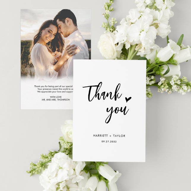 Tarjeta De Agradecimiento Sencillo guión romántico Boda de mensajes de fotos (Subido por el creador)