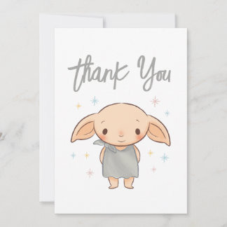 Tarjeta De Agradecimiento Sencillo Harry Potter - Baby Shower de Dobby