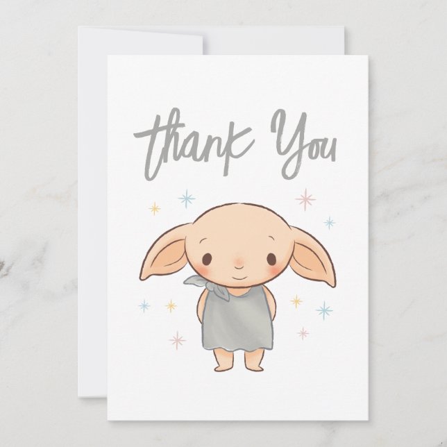 Tarjeta De Agradecimiento Sencillo Harry Potter - Baby Shower de Dobby (Anverso)