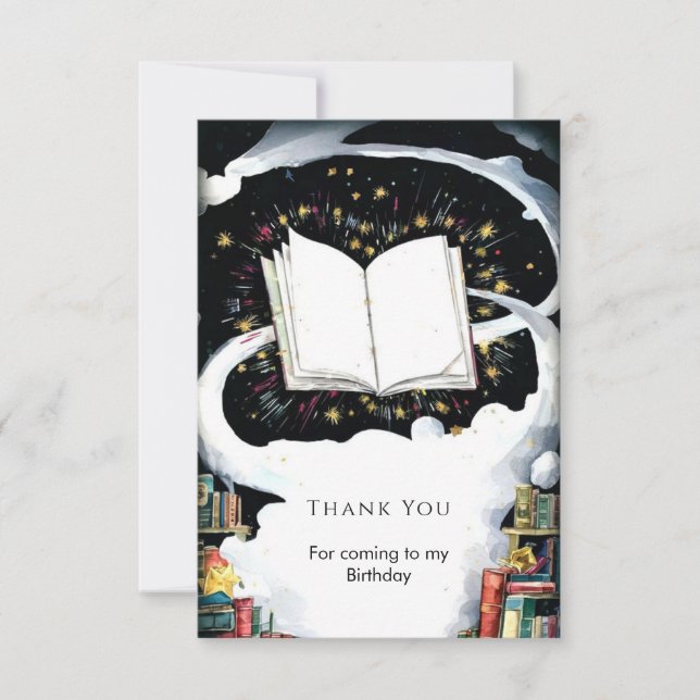 Tarjeta De Agradecimiento Sencillo libro de cuentos de hadas para niños Cump (Anverso)