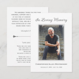 Tarjeta De Agradecimiento Sencillo memorial de simpatía con foto para funera