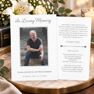 Tarjeta De Agradecimiento Sencillo memorial de simpatía con foto para funera