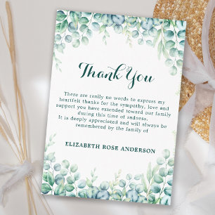 Tarjeta De Agradecimiento Sencillo memorial funerario Elegante vegetación pé
