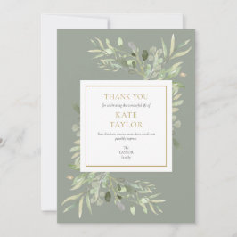 Tarjeta De Agradecimiento Sencillo memorial funerario moderno de plantas ver