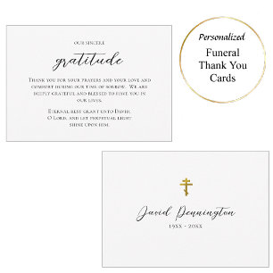Tarjeta De Agradecimiento Sencillo memorial ortodoxo en blanco y negro