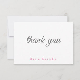 Tarjeta De Agradecimiento Sencillo Minimalista Blanco Negro