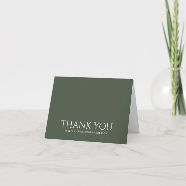 Tarjeta De Agradecimiento Sencillo Moss Oscuro Verde (Anverso)