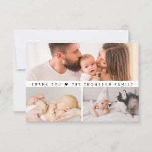 Tarjeta De Agradecimiento Sencillo Personalizado 3 Fotos Collage Baby Shower