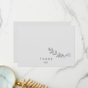 Tarjeta De Agradecimiento Sencillo Stem Floral de mano con memoria amorosa