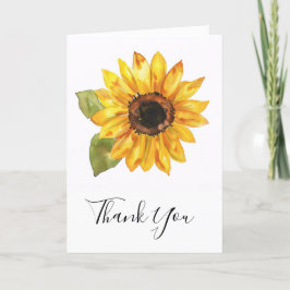 Tarjeta De Agradecimiento Sencillo Sunflower Flower Watercolor