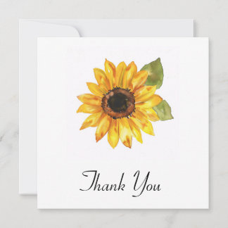 Tarjeta De Agradecimiento Sencillo Sunflower Flower Watercolor