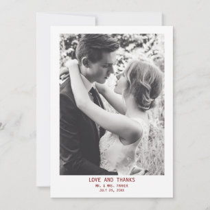 Tarjeta De Agradecimiento Sencillo texto y foto elegante Boda