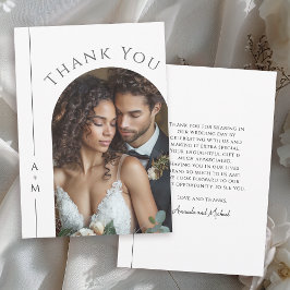 Tarjeta De Agradecimiento Sencillo y elegante Boda de Monograma Foto Gracias