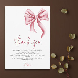 Tarjeta De Agradecimiento Sencillo y elegante Bow Rosa Dulce