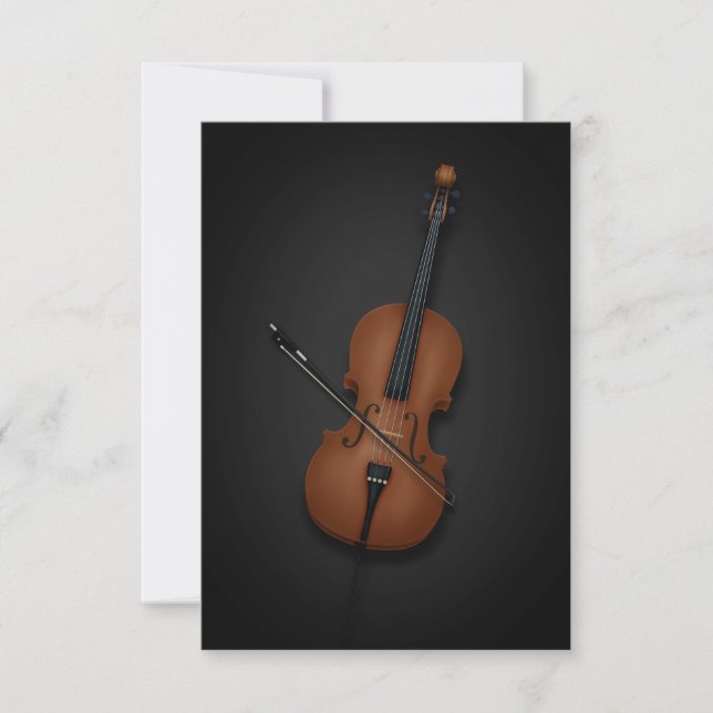Tarjeta De Agradecimiento Sencillo y elegante Cello con música clásica Bow (Anverso)
