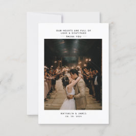 Tarjeta De Agradecimiento Sencillo y elegante con Boda de fotos
