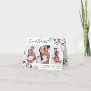 Tarjeta De Agradecimiento Sencillo y elegante Eucalipto Rubor Roses rosados 