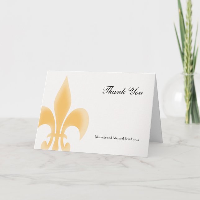 Tarjeta De Agradecimiento Sencillo y elegante Fleur de Lis Gracias (Anverso)