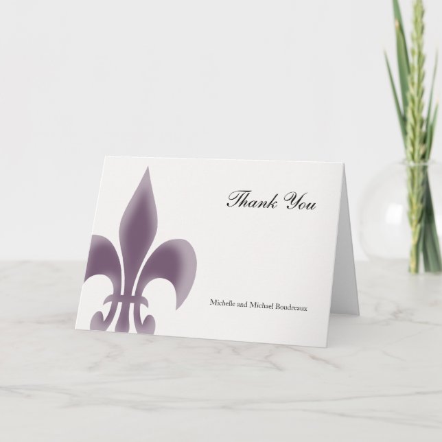 Tarjeta De Agradecimiento Sencillo y elegante Fleur de Lis Gracias (Anverso)