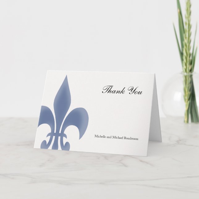 Tarjeta De Agradecimiento Sencillo y elegante Fleur de Lis Gracias (Anverso)