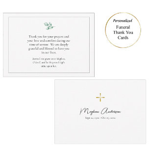 Tarjeta De Agradecimiento Sencillo y Elegante Funeral Ortodoxo con Vegetació
