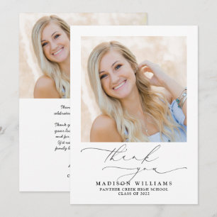 Tarjeta De Agradecimiento Sencillo y elegante guión 2 Graduación de fotograf