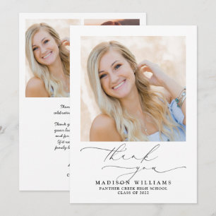 Tarjeta De Agradecimiento Sencillo y elegante guión 3 Graduación de fotos