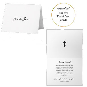 Tarjeta De Agradecimiento Sencillo y elegante guión Funeral cristiano ortodo