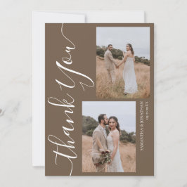 Tarjeta De Agradecimiento Sencillo y elegante guión moderno 5 boda de fotos